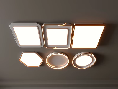 Modern Ceiling Lights with Square Round Hexagonal Shapes and Bright Illumination Design 3d model