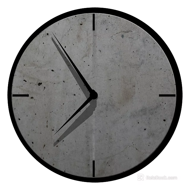 Minimalist Concrete Wall Clock With Gray Textured Dial And Black Hands For Home Decor 3d model 