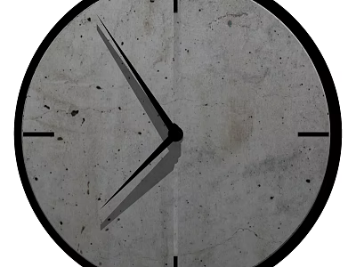 Minimalist Concrete Wall Clock With Gray Textured Dial And Black Hands For Home Decor 3d model