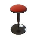 Modern Red Round Upholstered Stool With Black Metal Base And Sleek Design