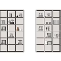 Modern Bookcase with Multiple White Compartments Holding Books and Decorative Ornaments 3d model