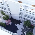Serene Courtyard Garden Design With Green Plants Stone Pathways And Seating Area