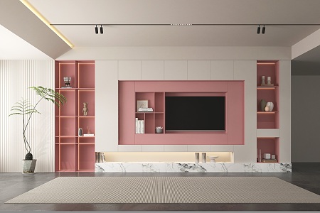 Modern TV background cabinet TV background wall 3d model