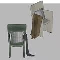 Green And White Leisure Chairs With Plaid Pillows And Cozy Blankets In Modern Interior