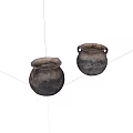 Two Vintage Handcrafted Ceramic Pots With Textured Surface Handles On White Background 3d model