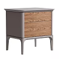 Modern Design Bedside Table With Two Wooden Drawers And Gray Cabinet 3d model