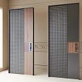 Modern Decorative Room Dividers With Wooden Panels And Metal Grid Design