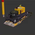 Yellow Industrial Equipment Q-10 Label with Metal Base and Support Pole