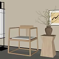 Modern Middle Ancient Style Leisure Chair Circle Chair Floor Lamp Side 3d model