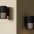 Modern Black Striped Wall Sconces With Warm Light For Beige Interior Decor