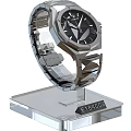 Luxury Modern Wristwatch With Stainless Steel Band On Acrylic Display Stand 16400 Euro Price
