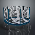 Round Trampoline With Blue Frame White Net Enclosure And Safety Design For Kids
