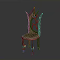 Unique Wooden Chair With Intricate Leaf Design Back And Green Cushioned Seat For Home Decor