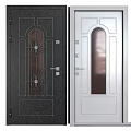 Two Different Interior Door Designs With Arched Glass Panels And Decorative Elements