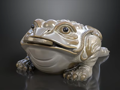 Golden Toad Decorative Ornament Set With Intricate Design For Home Decoration 3d model