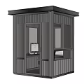Modern Black Security Booth With Sleek Design Windows And Computer Inside 3d model