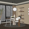 Modern Restaurant Dining Table and Chair Chandelier Dining Table Dining Chair Bonsai 3d model