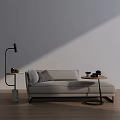 Modern Chaise Lounge Interior Design with Soft Pillows Floor Lamp and Side Table 3d model