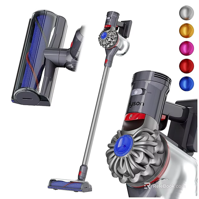 Multi Color Cordless Vacuum Cleaner With Detachable Nozzle And Wall Mount Design 3d model 