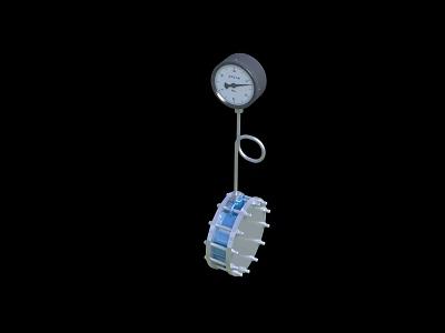 Industrial Measuring Equipment With Circular Gauge And Blue Suspended Structure Design 3d model