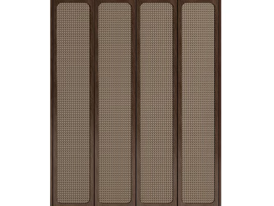Modern Wooden Wardrobe With Mesh Panel Doors And Elegant Classic Design 3d model
