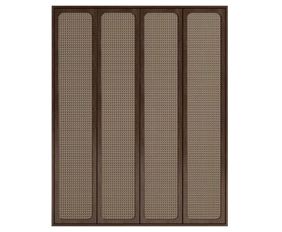 Modern Wooden Wardrobe With Mesh Panel Doors And Elegant Classic Design 3d model
