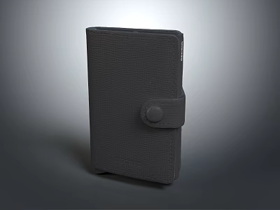 Black Textured Leather Case Featuring Round Snap Closure And Sleek Design 3d model
