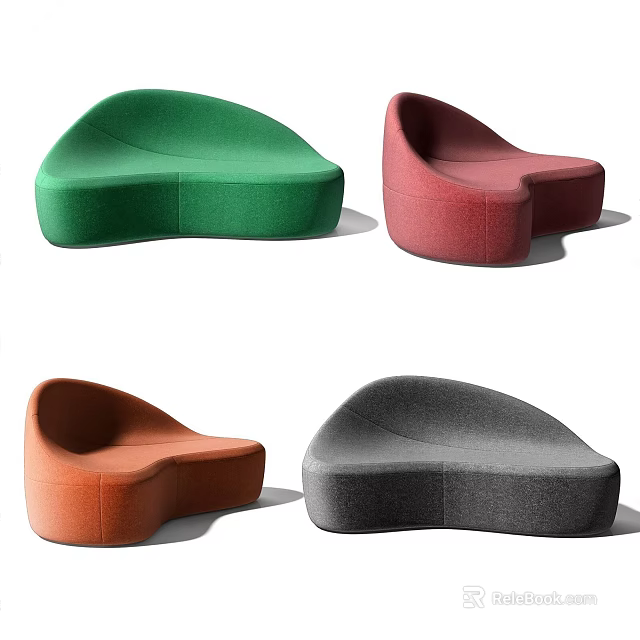 Modern Creative Unique Shape Sofa Design With Multiple Colors And Curved Lines 3d model 