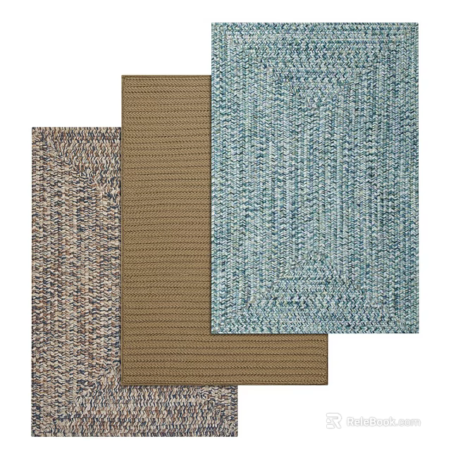 Multiple Square Rugs In Brown Blue Gray Woven Texture For Home Decor 3d model