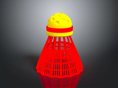 Plastic Badminton Shuttlecock With Yellow Top And Red Base Sports Equipment Design 3d model