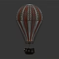 Fun Amusement Hot Air Balloon Ride With Red And White Striped Design And Metal Frame