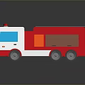 Cartoon Style Red And White Fire Truck With Ladder And Red Lights