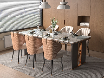 Modern Dining Table Chair Combination Dining Table Chair 3d model