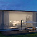 Modern Guesthouse Building With Glass Facade Terrace Pool And Outdoor Seating
