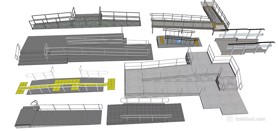 Practical Road Facilities Design Featuring Railings Platforms Walkways And Safety Structures 3d model 