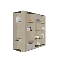 Wooden Decorative Cabinet With Multiple Shelves For Displaying Small Decor Items