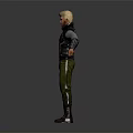 Realistic 3D Male Character Model Wearing Gray Jacket Green Pants And Boots With Arms Outstretched