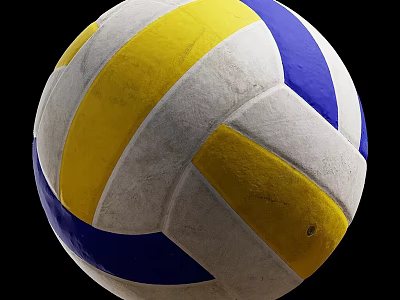 Classic Volleyball Sports Equipment With Yellow White Blue Panels Textured Surface For Training And Games 3d model