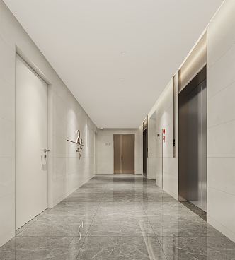 modern elevator hall standard floor elevator hall 3d model