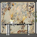 Luxury Marble Feature Wall with Artistic Veins and Decorative Console Table 3d model