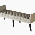 Light Gray Tufted Ottoman Bench With Dark Wooden Legs And Padded Seat