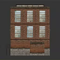 Red Brick Multi Story Residential Building with Skylights and Entrance Stairs
