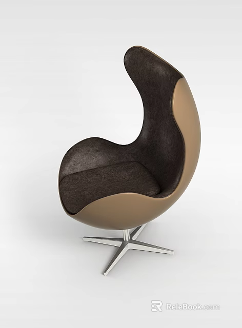 Technology Exhibition Hall Showcasing Modern Ergonomic Brown Beige Chair With Metal Base 3d model 