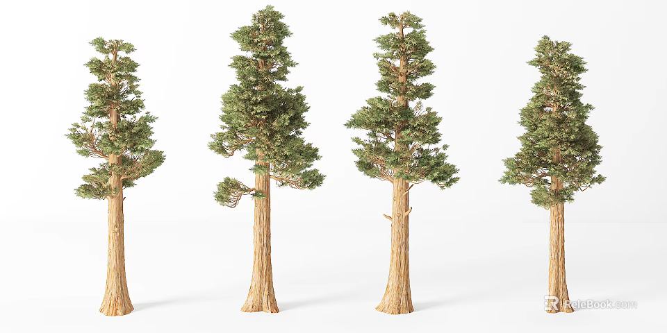 Arbor Trees With Green Foliage And Brown Trunks In Multiple Arrangement 3d model 