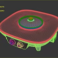 Black Square Electric Griddle with Round Lid Control Knobs and Ribbed Cooking Surface