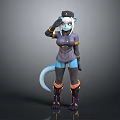 Game And Movie Anthropomorphic Character With Blue Fur Uniform Hat Tail Boots And Saluting Pose