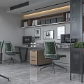 Modern Public Office Area With Desks Computers Ergonomic Chairs Large Windows And Potted Plants