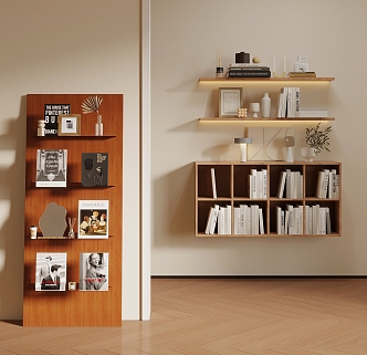 Bookshelf wall-mounted books 3d model