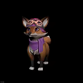 Cute Fox 3D Character Wearing Stylish Goggles And Purple Scarf