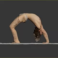 Woman Bending Forward In Yoga Pose On White Mat With Gray Background